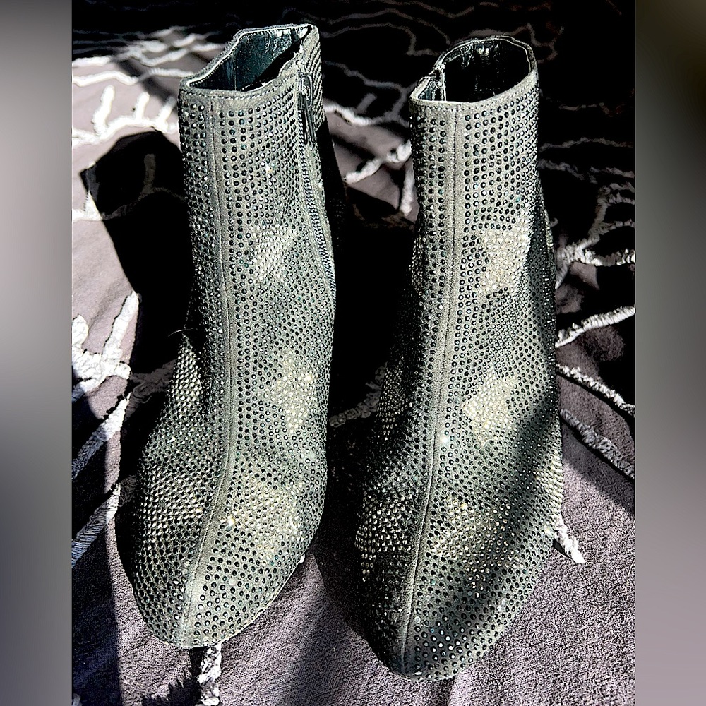 INC Rhinestone Star Booties with Clear Heels